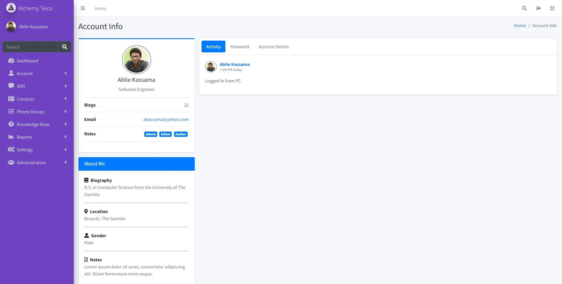 Alchemy Telco API Integration
