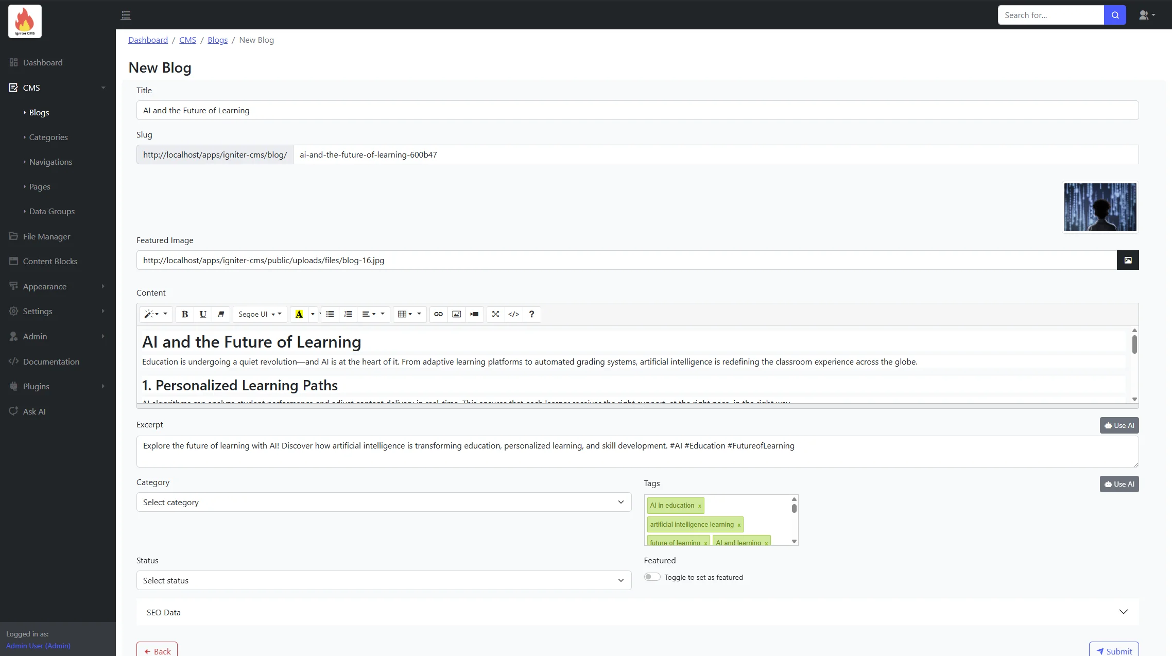 Igniter CMS Theme Management Preview