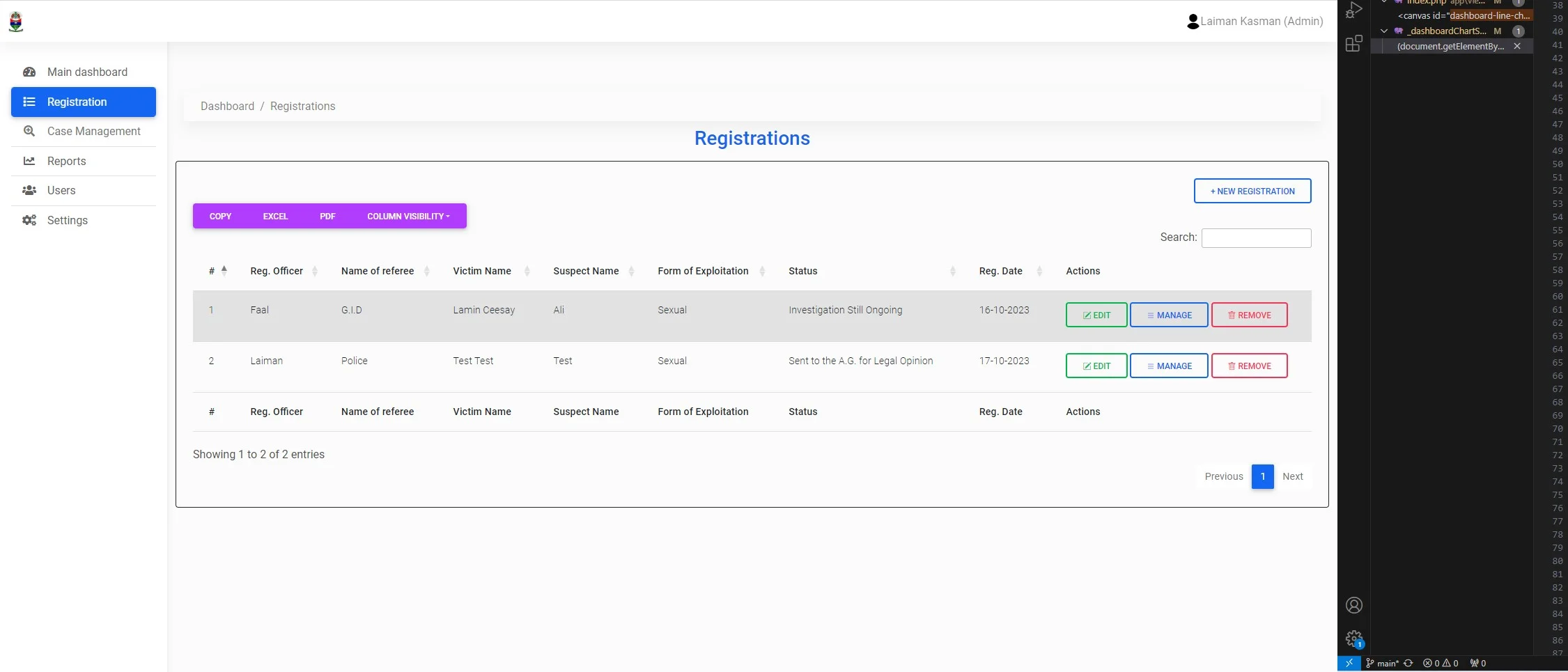 NAATIP Case Management Interface