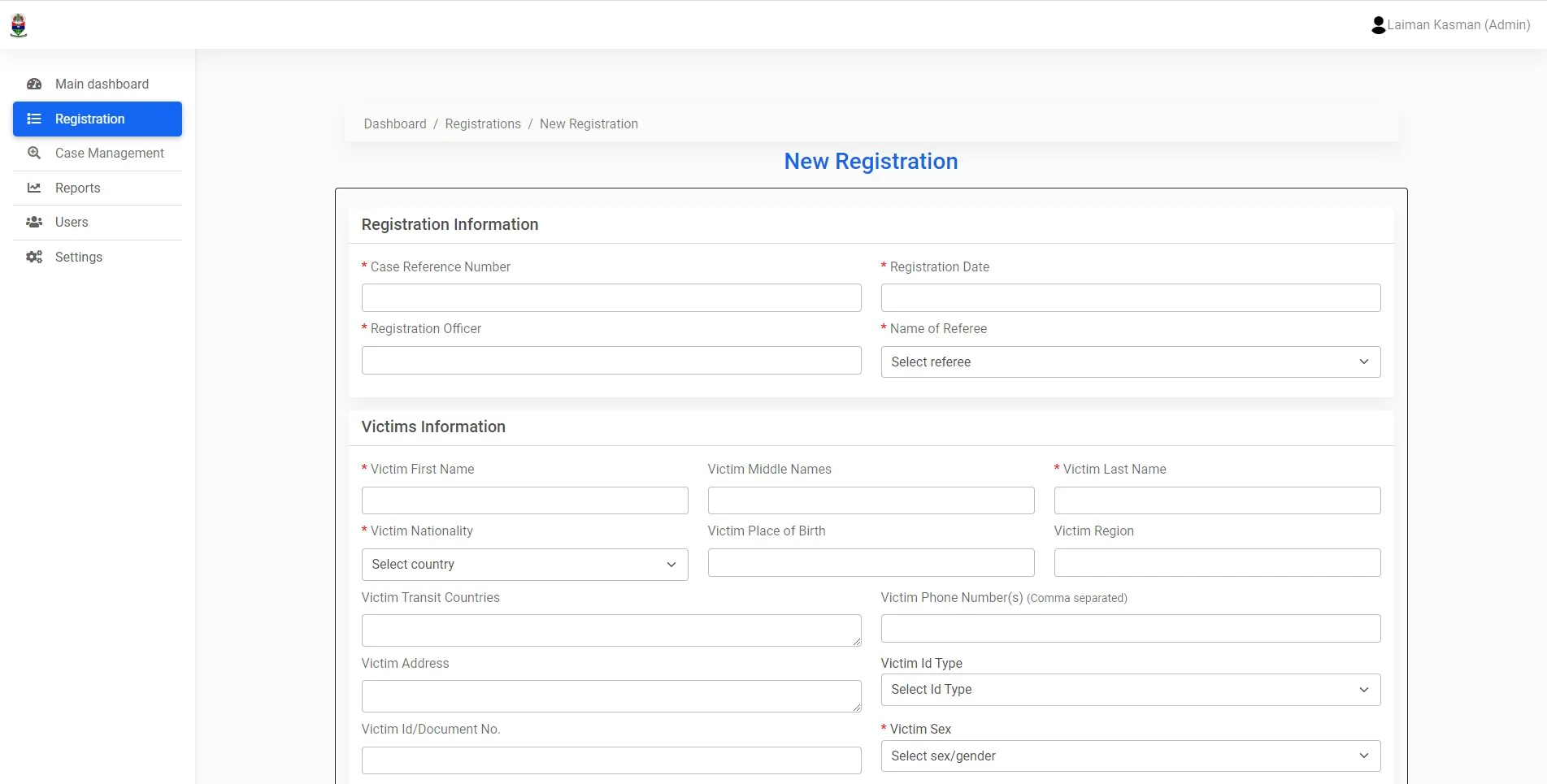 NAATIP Victim Information Management